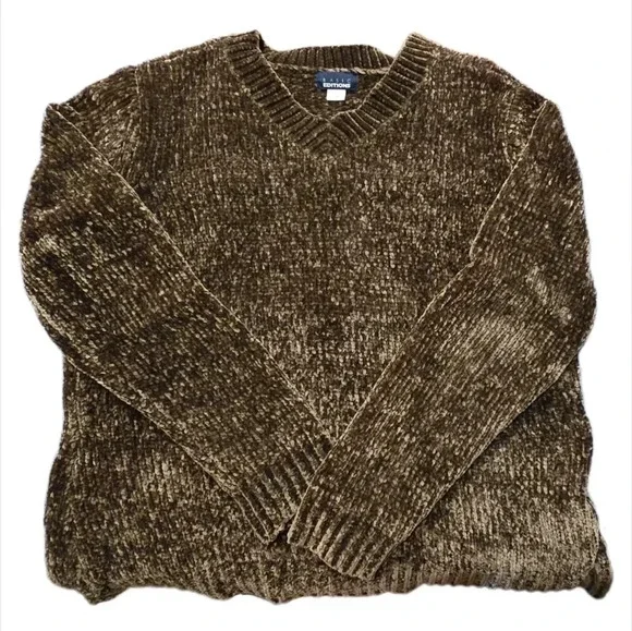 Vintage Basic Editions, Size L, Brown Chenille Crewneck Sweater - Picture 1 of 9